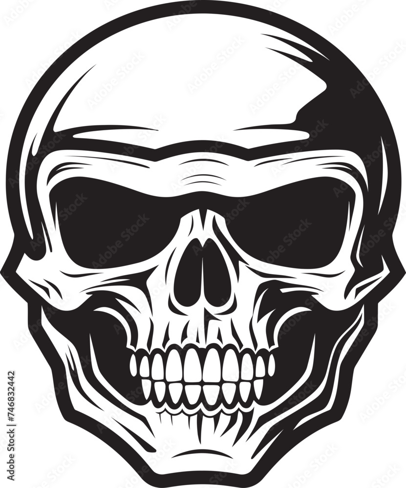 Fototapeta premium Skull Sentry Vector Logo with Skull in Helmet HelmHerald Helmeted Skull Icon Graphic