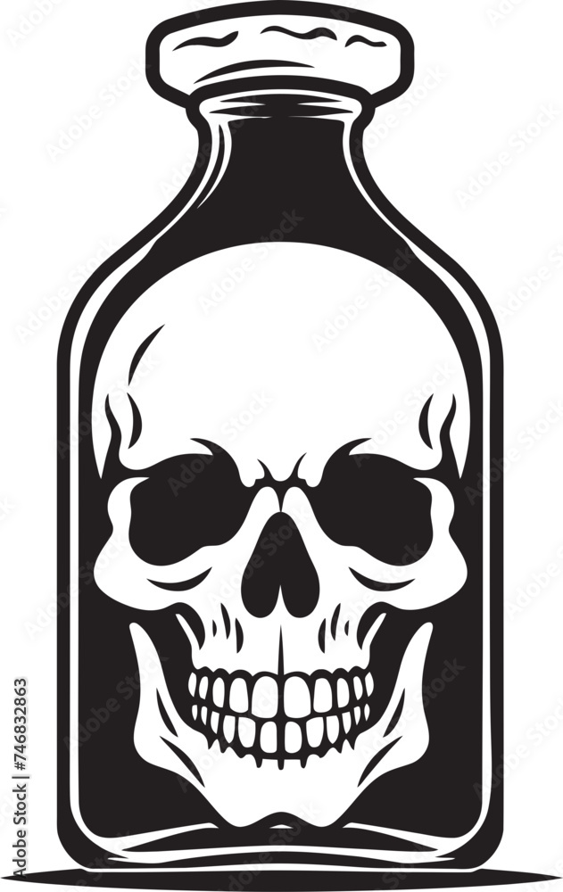 BoneBottle Skull in Bottle Vector Icon SpiritsUnleashed Bottle Imprisoned Skull Logo Design BoneBottle Skull in Bottle Vector Icon SpiritsUnleashed Bottle Imprisoned Skull Logo Design