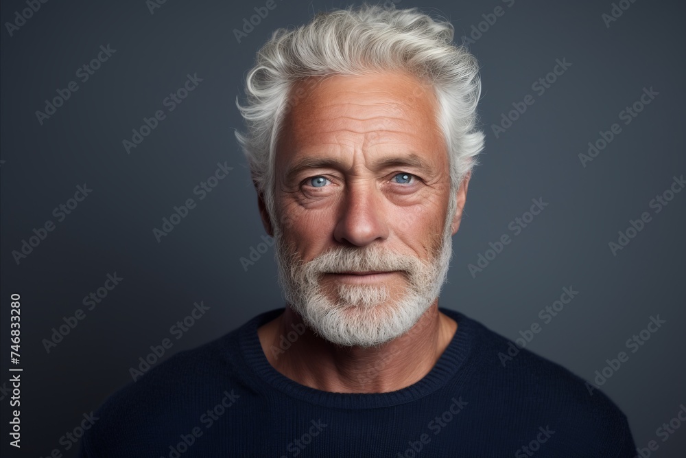 Portrait of a handsome senior man with grey hair and beard. Portrait of a handsome senior man with grey hair and beard.