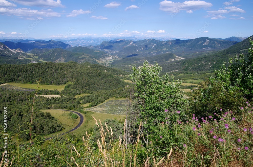 Naklejka premium Rural landscape in the Baronnies in the South East of France, in Europe