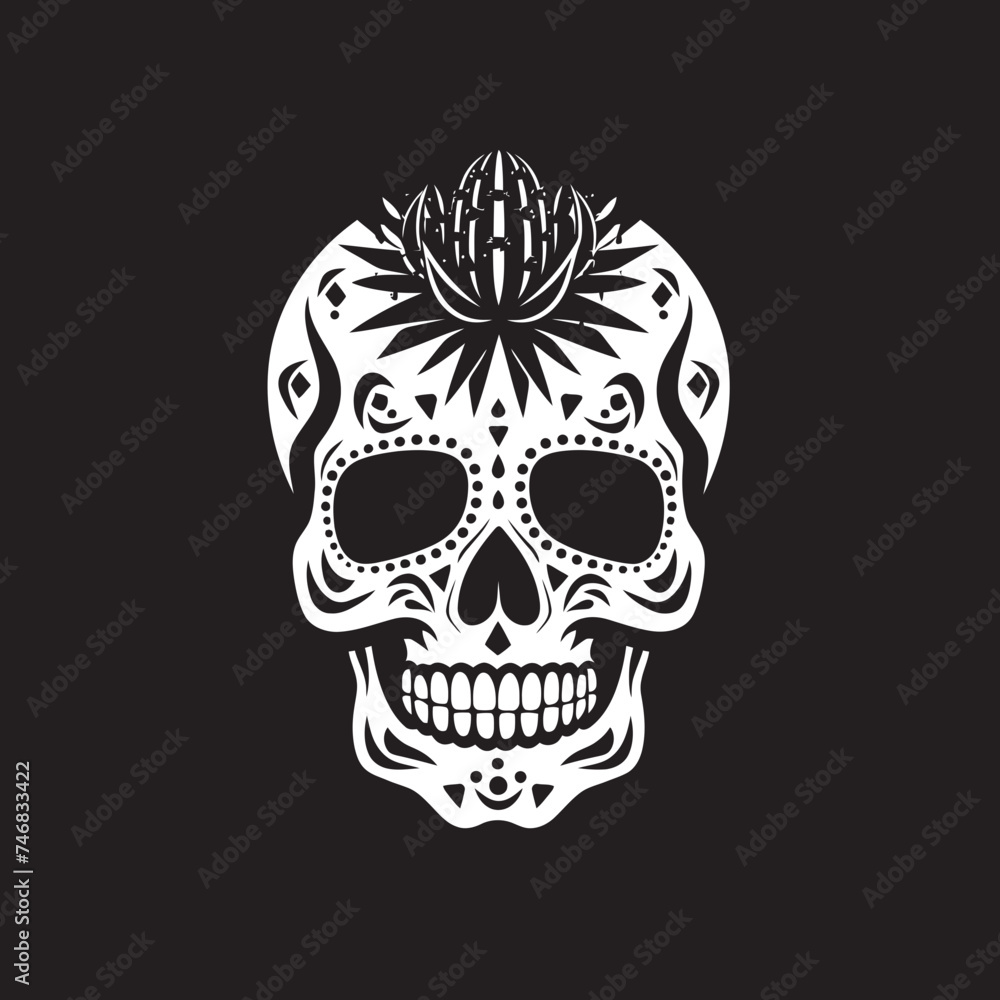 Fototapeta premium Skeletal Succulent Cactus and Skull Logo Design Thorned Templar Vector Design of Skull and Cactus