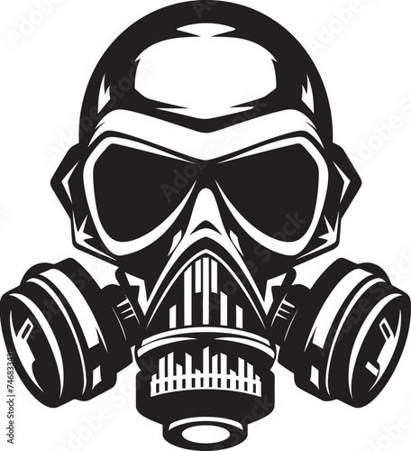 Respirator Reaper Gas Mask Adorned Skull Icon Design Viral Vigilante Vector Icon with Gas Masked Skull