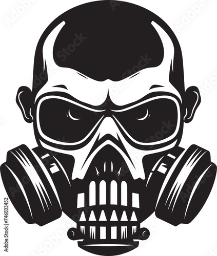 Radiated Remains Vector Icon with Skull in Gas Mask Cursed Containment Gas Masked Skull Graphic Logo