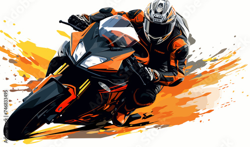 man riding Motor bike isolated vector style with transparent background illustration