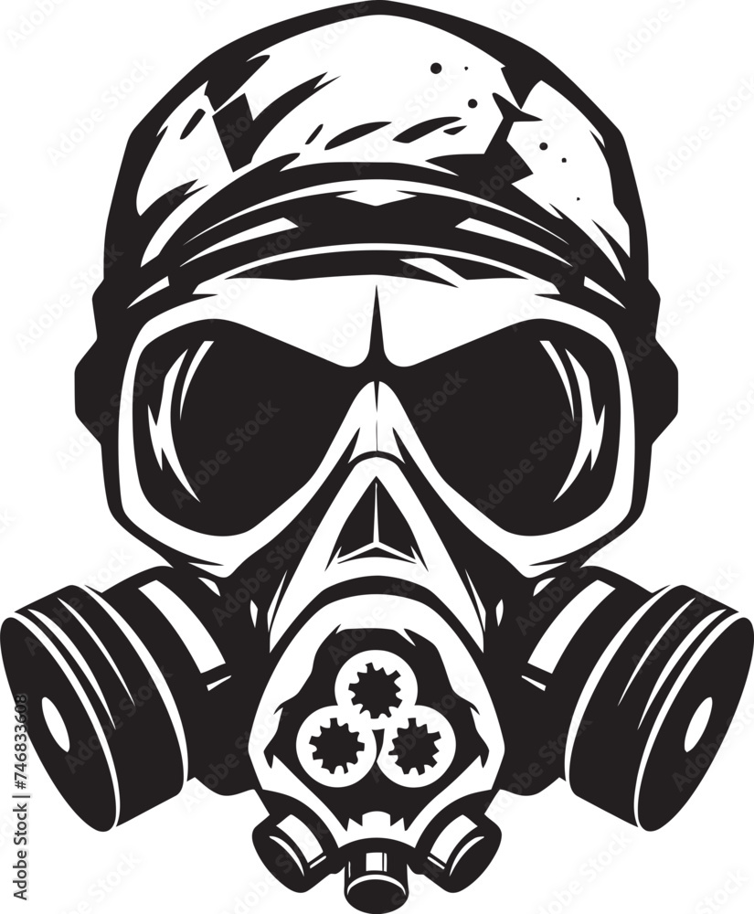 Fototapeta premium Eerie Emanation Gas Mask Adorned Skull Icon Design Toxic Tango Vector Icon with Gas Masked Skull