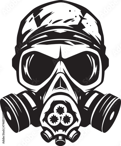 Eerie Emanation Gas Mask Adorned Skull Icon Design Toxic Tango Vector Icon with Gas Masked Skull