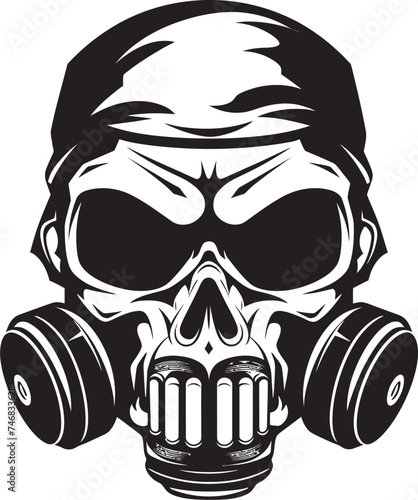 Hazardous Haven Gas Mask Adorned Skull Icon Design Chemical Conqueror Vector Icon with Gas Masked Skull