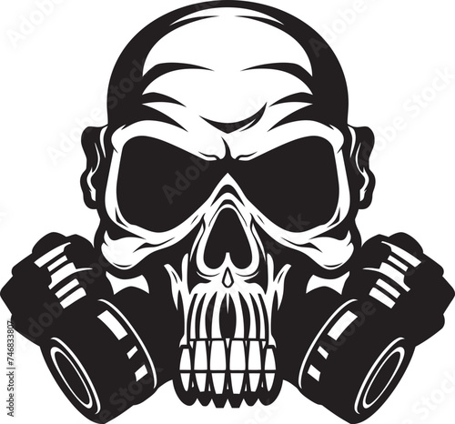 Radiated Remains Vector Icon with Gas Masked Skull Cursed Cranium Gas Mask Adorned Skull Graphic Logo
