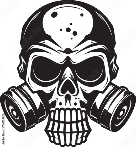 Respirator Reaper Vector Logo with Skull and Gas Mask Viral Vigilante Gas Mask Adorned Skull Icon Design