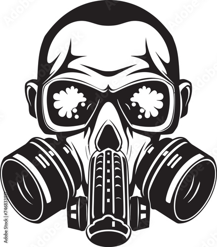 Respirator Reaper Gas Mask Clad Skull Icon Design Viral Vigilante Vector Icon with Gas Masked Skull