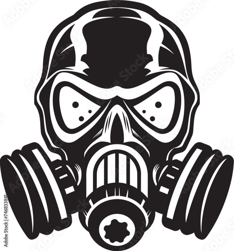 Radiated Remains Vector Icon with Gas Masked Skull Cursed Cranium Gas Mask Adorned Skull Graphic Logo