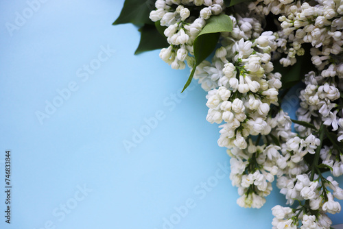 spring greeting card design. bouquet of lilacs and space for text 