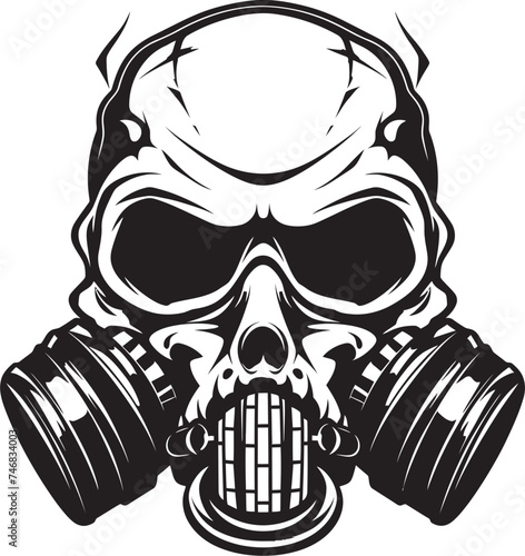 Skull Sentinel Vector Icon with Gas Masked Skull Toxic Guardian Gas Masked Skull Graphic Logo
