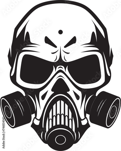 Radiated Remains Vector Logo with Gas Masked Skull Respirator Reaper Gas Mask Clad Skull Icon Design