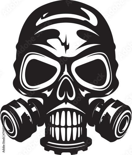 Masked Mortality Gas Mask Clad Skull Graphic Logo Radiated Remains Vector Logo with Gas Masked Skull