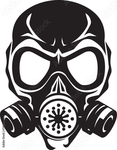 Contamination Crusader Vector Icon with Gas Masked Skull Masked Mortality Gas Mask Clad Skull Graphic Logo