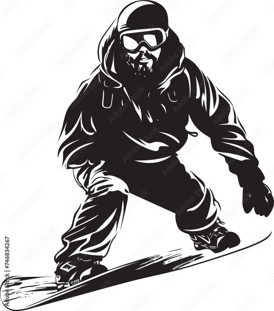 Fototapeta premium Mountain Carver Snowboarding Man Icon Design Glacier Glide Vector Logo featuring Snowboarding Man