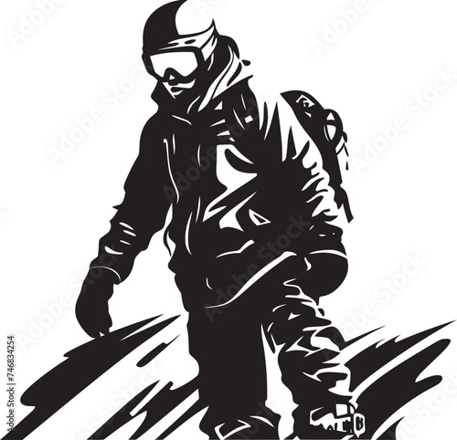 Mountain Carver Snowboarding Man Icon Design Glacier Glide Vector Logo featuring Snowboarding Man