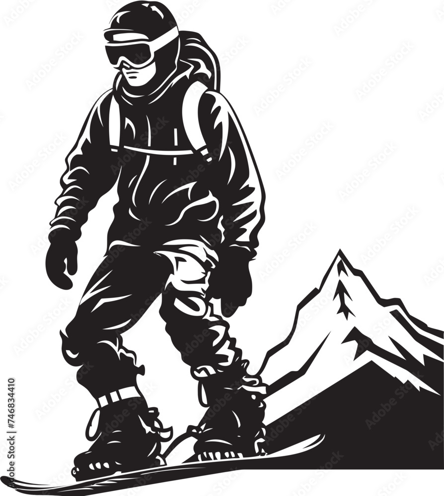 Alpine Thrill Vector Icon of Snowboarding Man Powder Trailblazer Graphic Logo with Snowboarding Man Alpine Thrill Vector Icon of Snowboarding Man Powder Trailblazer Graphic Logo with Snowboarding Man