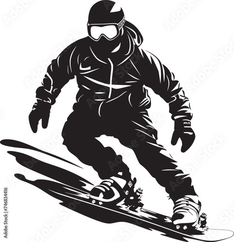 Mountain Carver Snowboarding Man Icon Design Glacier Glide Vector Logo featuring Snowboarding Man