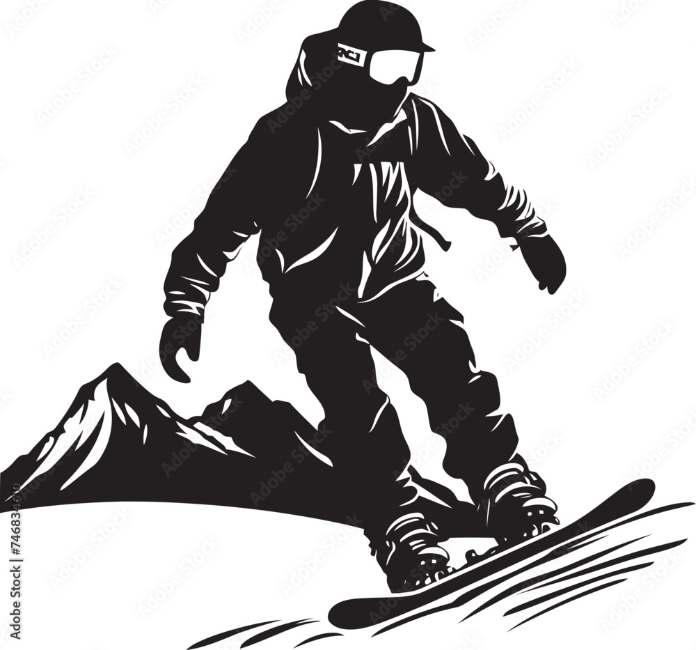 Frosty Freerider Snowboarding Man Logo Design Alpine Adrenaline Vector Icon with Snowboarding Man
