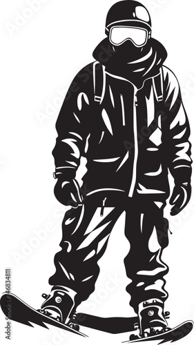Blizzard Daredevil Snowboarding Man Logo Graphic Glacier Glide Vector Icon of Snowboarding Man