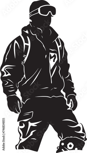 Blizzard Daredevil Snowboarding Man Logo Graphic Glacier Glide Vector Icon of Snowboarding Man