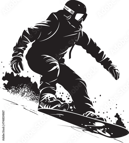 Frosty Freerider Snowboarding Man Logo Design Alpine Adrenaline Vector Icon with Snowboarding Man