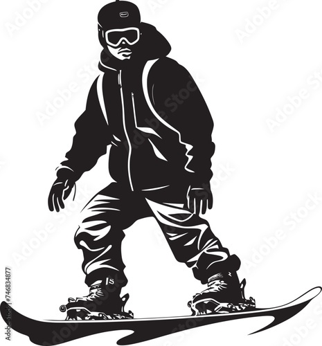 Blizzard Daredevil Snowboarding Man Logo Graphic Glacier Glide Vector Icon of Snowboarding Man