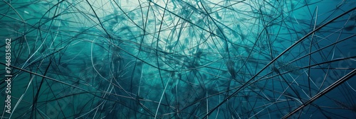 Complex network of lines and nodes with an aqua tint