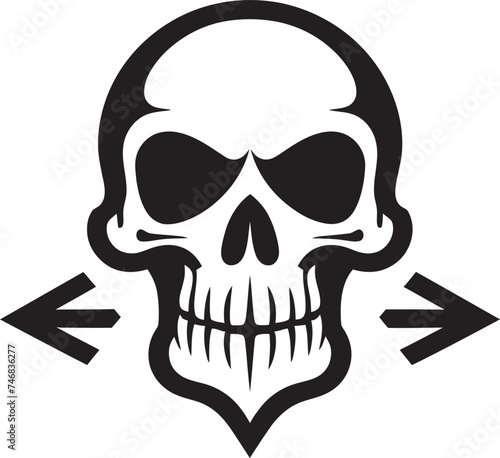 Poisonous Profile Vector Logo with Toxic Skull Contaminated Cranium Toxic Skull Icon Design