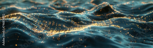 Digital wave of glowing particles