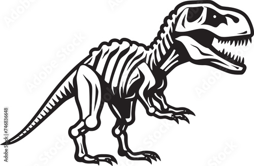 Dino Dominion Iconic Design of T Rex Skeleton Jurassic Icon Tyrannosaurus Skeleton Vector Logo