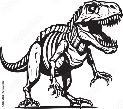 Jurassic Jewel T Rex Skeleton Graphic Design Mesozoic Mark Tyrannosaurus Skeleton Emblem © BABBAN