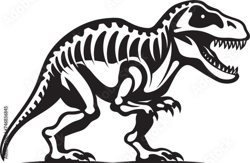 Dino Dynasty Tyrannosaurus Graphic Emblem Primeval Powerhouse T Rex Skeleton Icon Design