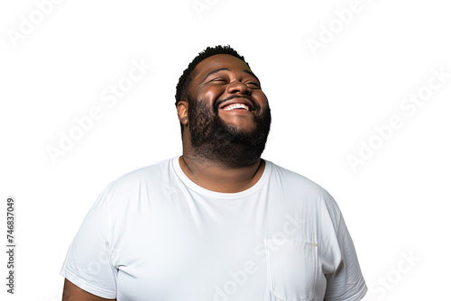 Close up of a happy fat african man photo