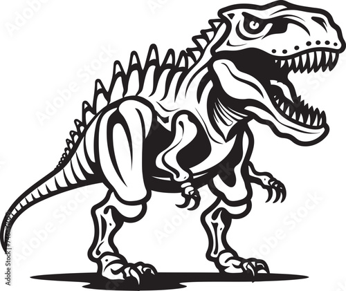 Paleontological Prestige T Rex Icon Design Tyranno Traces Dino Skeleton Vector Logo © BABBAN