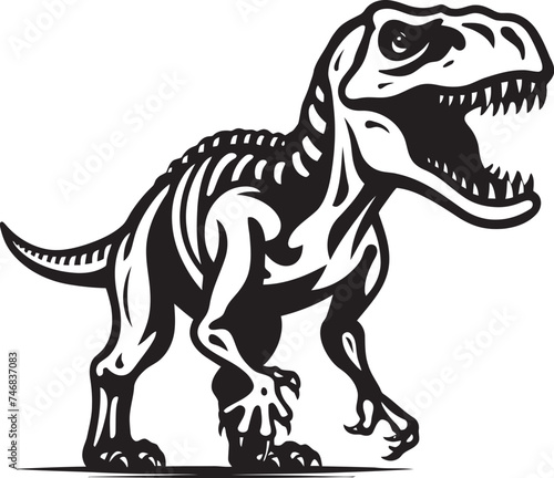 Jurassic Jewel T Rex Skeleton Vector Design Fossil Finesse T Rex Icon Emblem © BABBAN