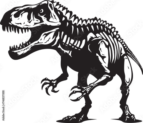 Paleontological Prestige T Rex Icon Design Tyranno Traces Dino Skeleton Vector Logo