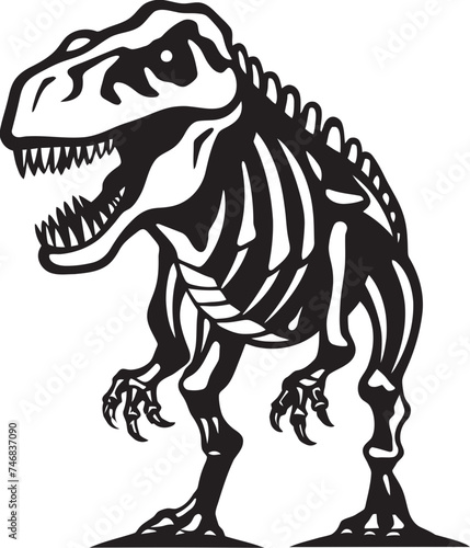 Fossilized Tyrant T Rex Skeleton Icon Design Prehistoric Powerhouse Tyrannosaurus Logo © BABBAN