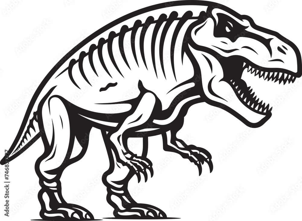 Fototapeta premium Tyrants Triumph T Rex Skeleton Logo Mesozoic Mark Graphic Design with T Rex