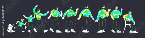 Man ages set. Man life stages from infancy to seniority.