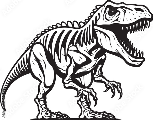 Primeval Profile Tyrannosaurus Graphic Logo Jurassic Jewel T Rex Skeleton Vector Design