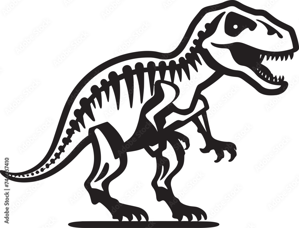 Dino Dominion Iconic Design of T Rex Skeleton Fossilized Tyrant Dino Skeleton Vector Logo Design