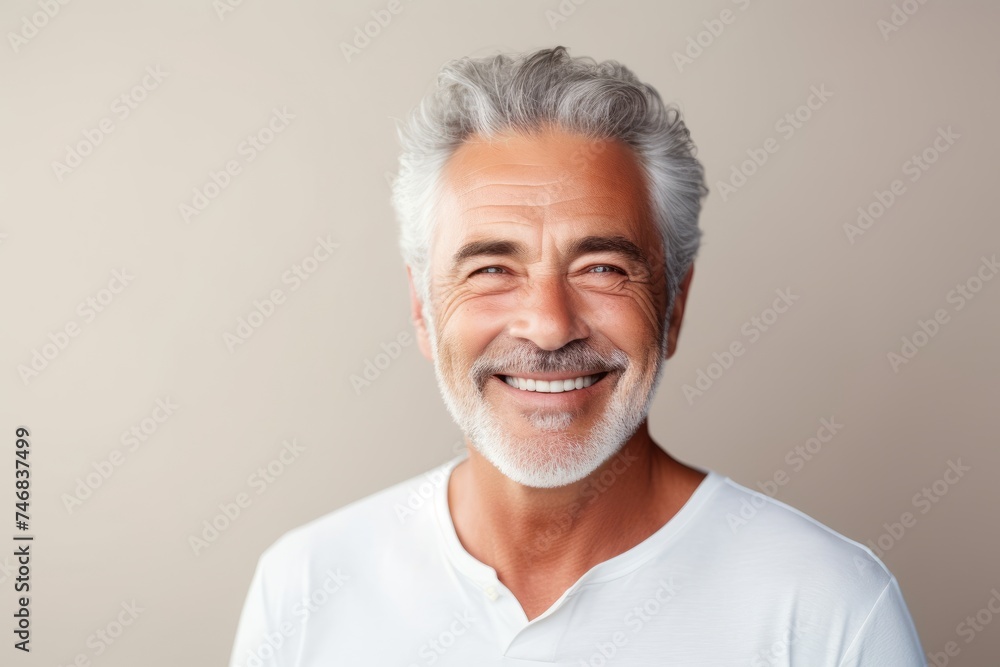 Smiling senior man. Cheerful mature man looking at camera and smiling while standing against grey background Smiling senior man. Cheerful mature man looking at camera and smiling while standing against grey background