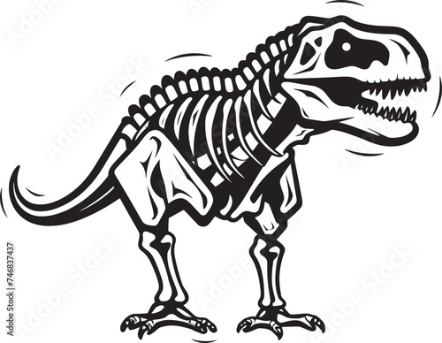 Primeval Profile Tyrannosaurus Graphic Icon Fossilized Majesty T Rex Skeleton Vector Emblem