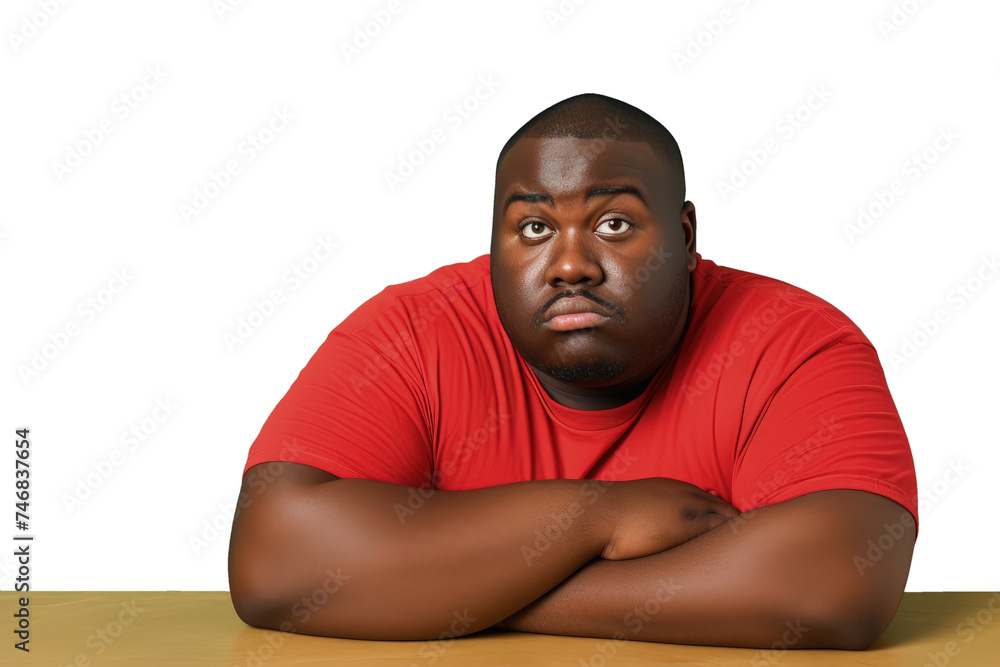 Close up of a worried fat african man Close up of a worried fat african man