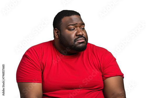 Close up of a worried fat african man