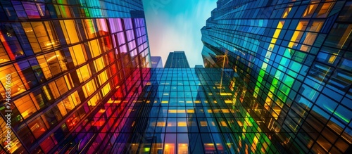 Futuristic Skyscraper Glowing with Colorful Illuminations