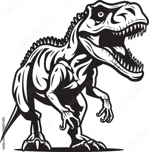 Jurassic Relic Vector Icon of Tyrannosaurus Skeleton Mesozoic Mark Graphic Design with T Rex Skeleton Icon